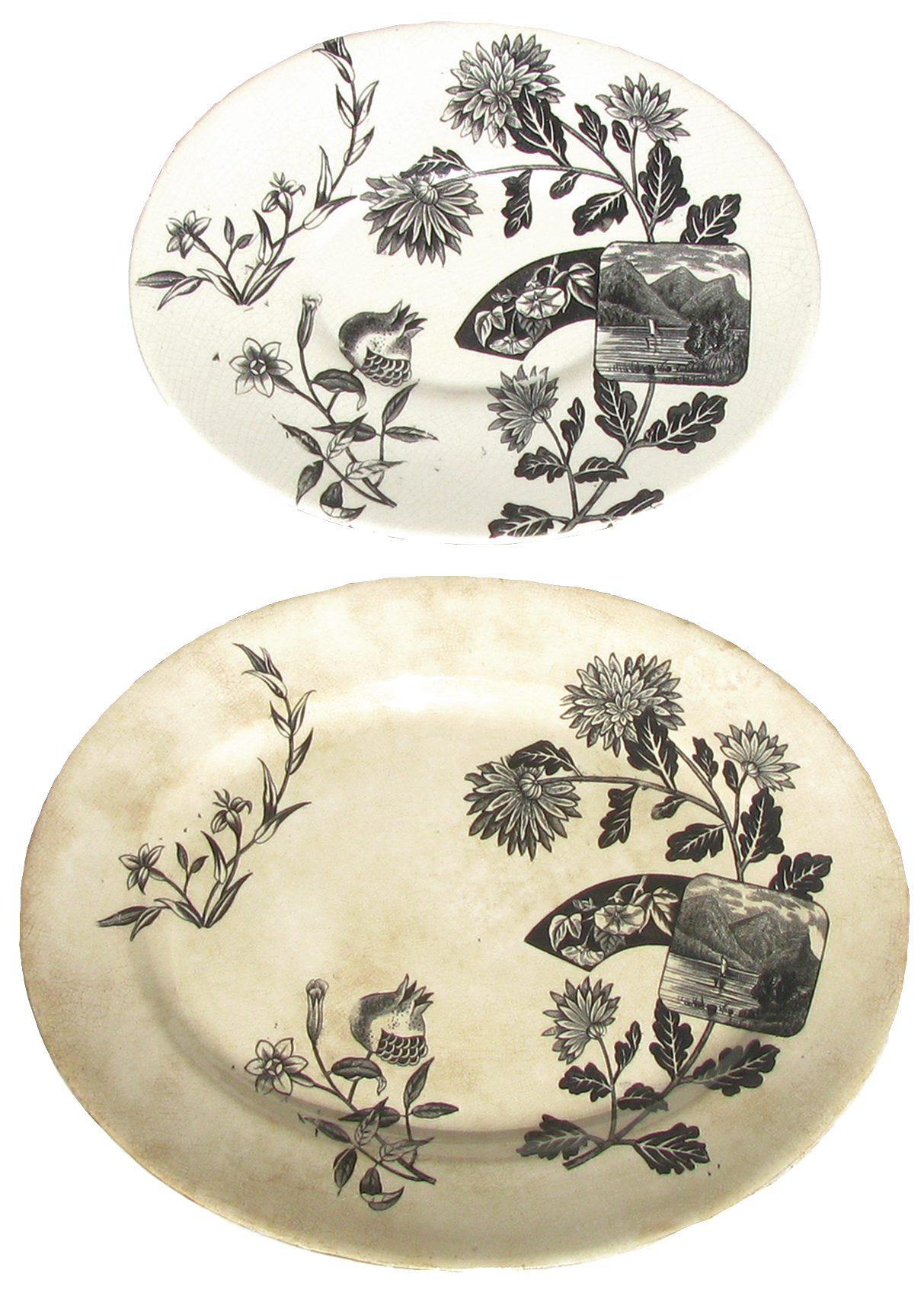 1881 English Aesthetic Movement Staffordshire Transferware Collection, 39 Pieces