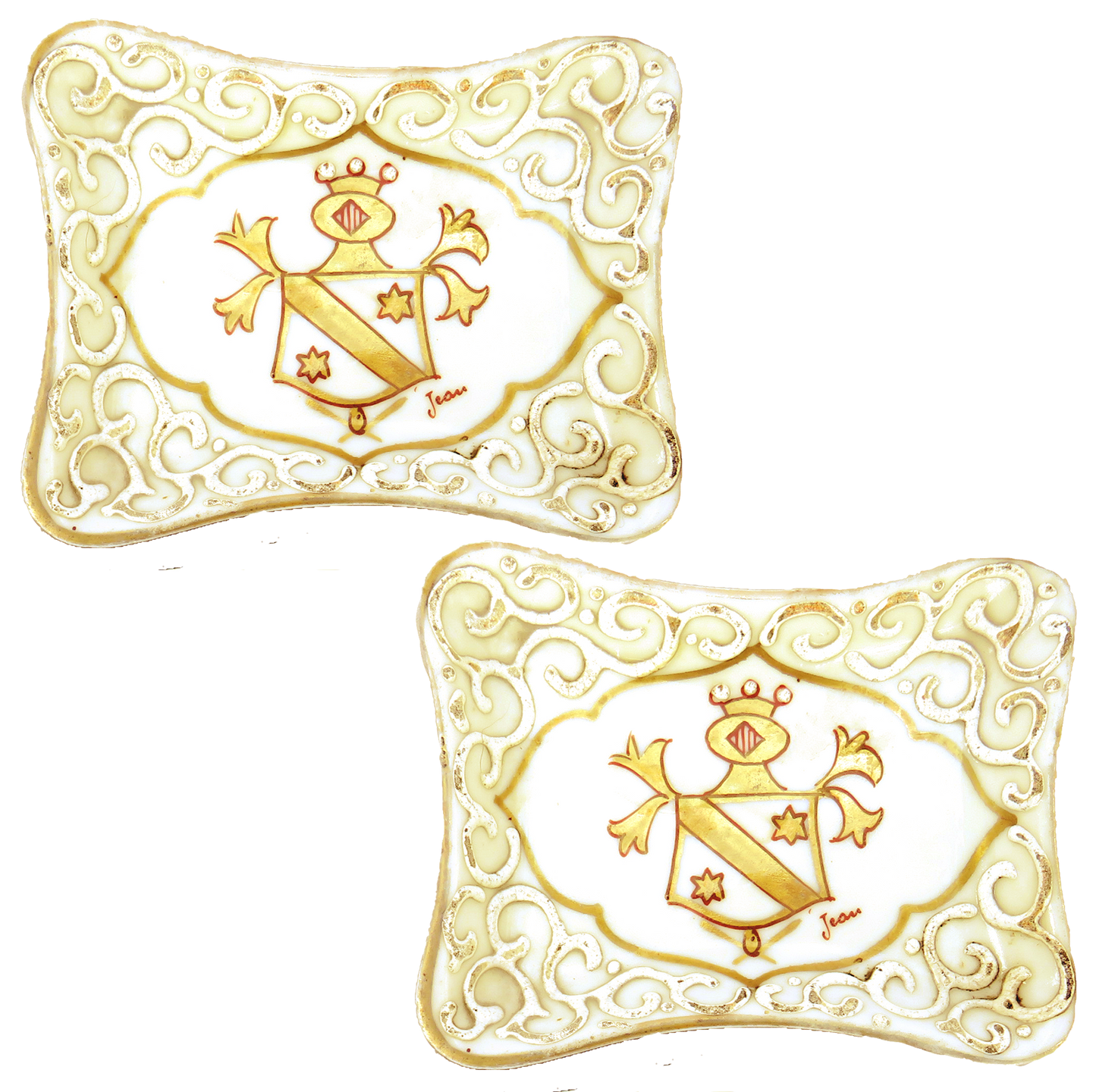 1920s French Coat of Arms / Heraldic Plates / Ashtrays, Pair