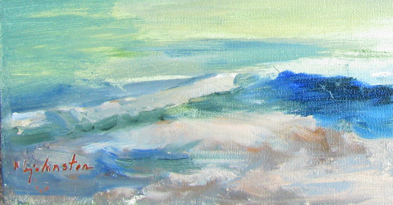 1970s Impressionist Waterscape Painting by B.J. Johnston
