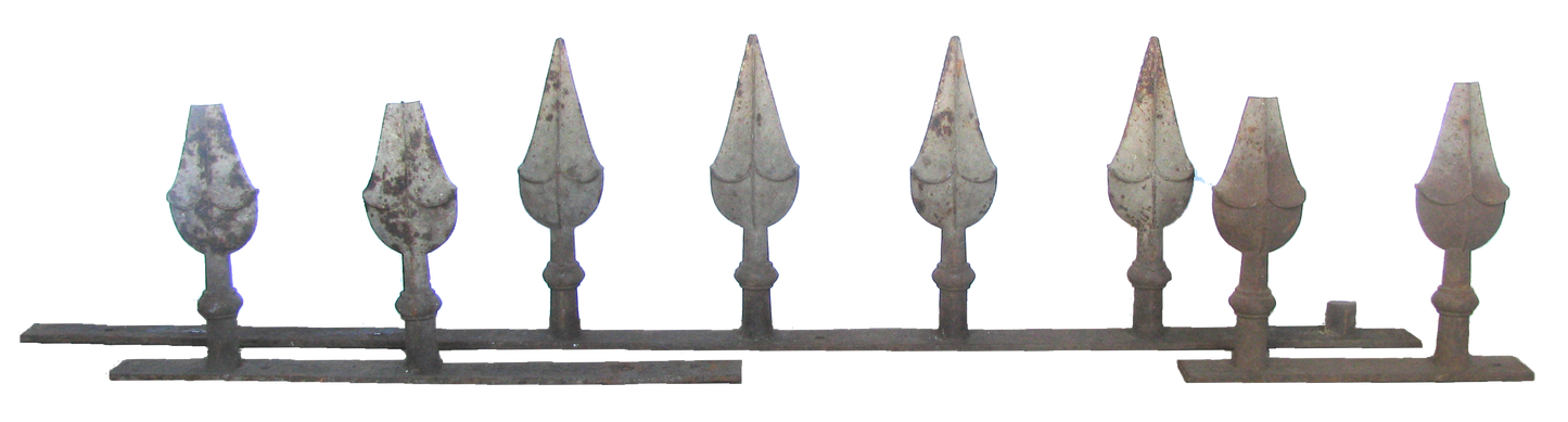 Antique French Architectural Iron Spear Elements, Set of 3