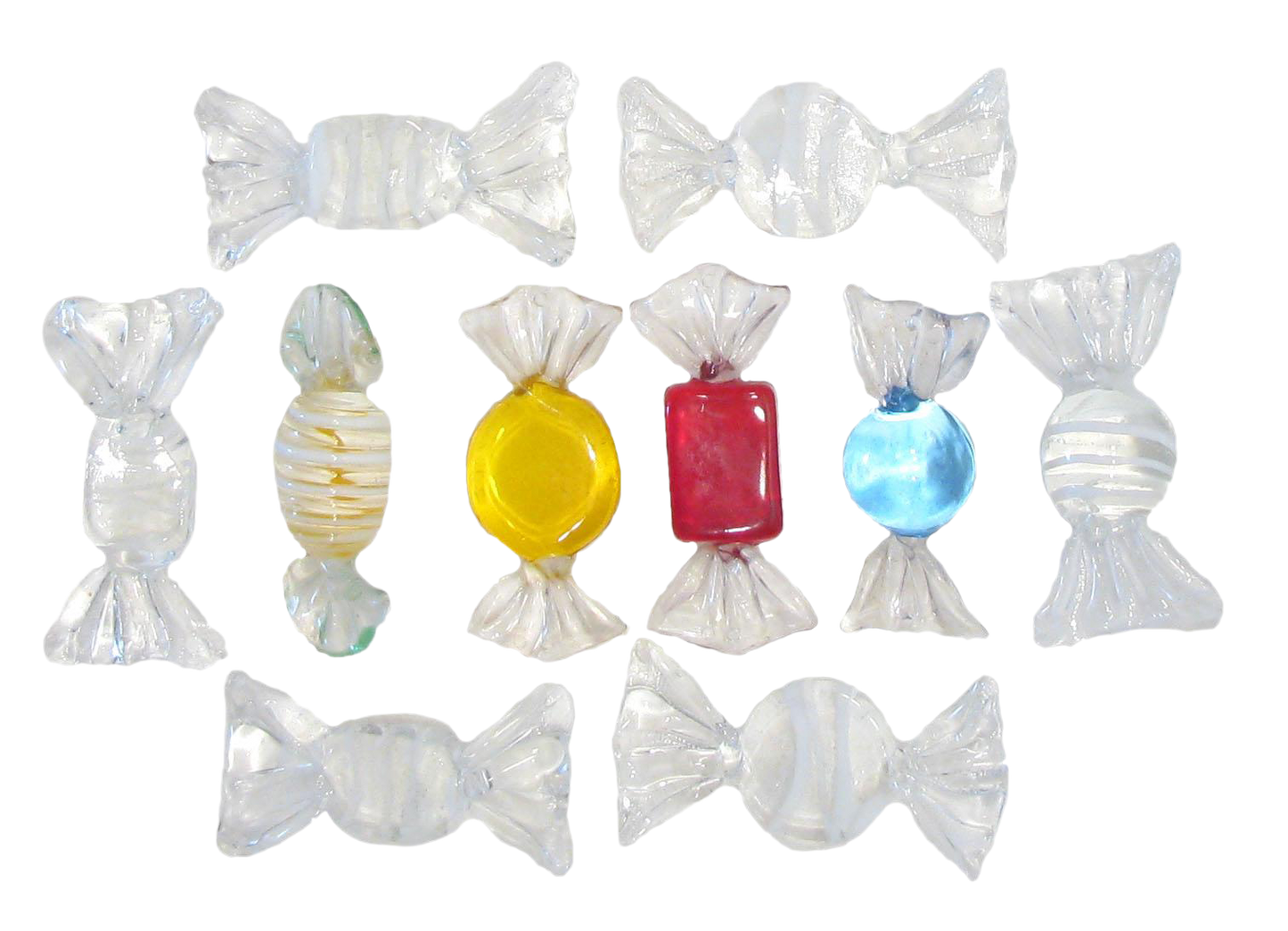 Clear & Colorful Murano Art Glass Candies, Set of 10