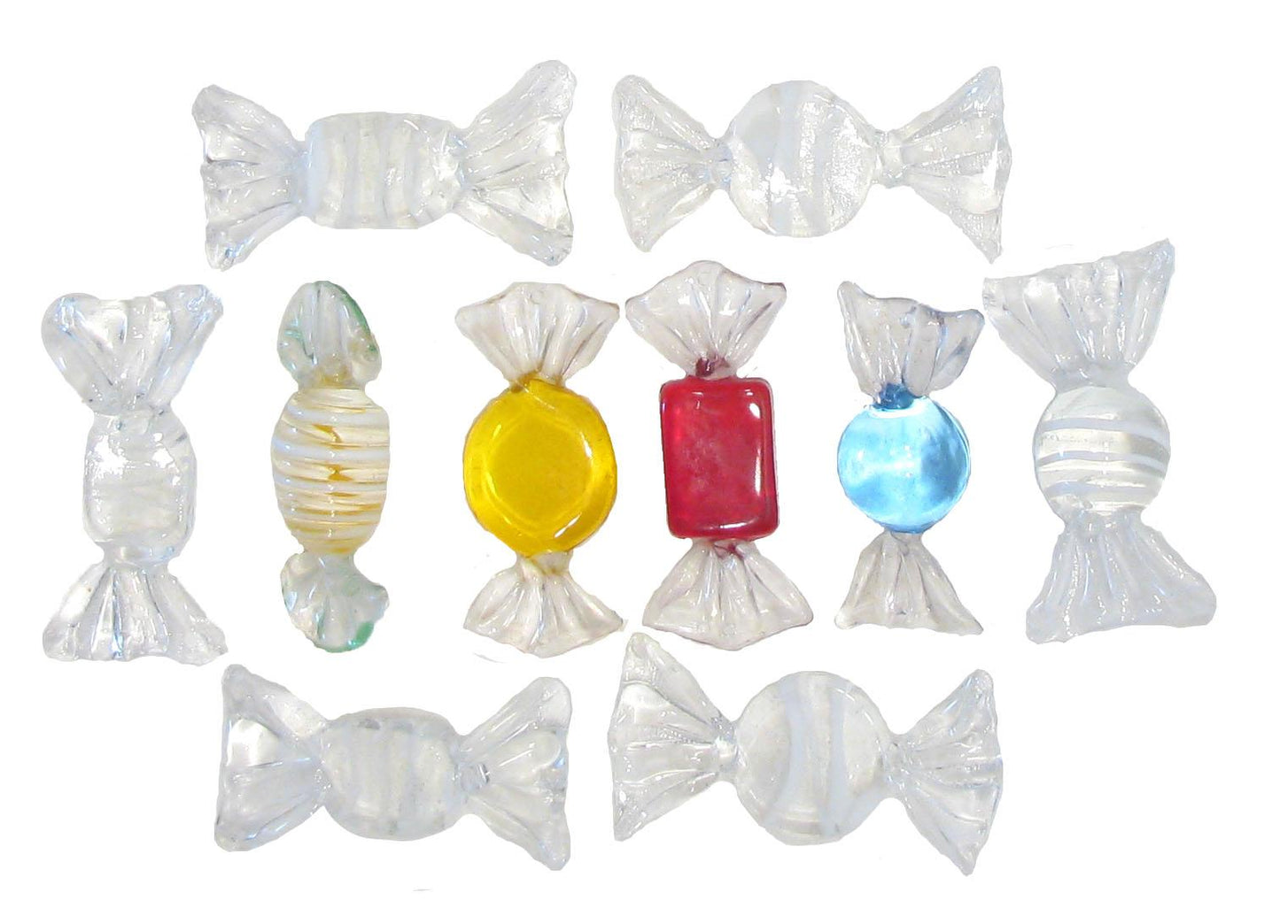 Clear & Colorful Murano Art Glass Candies, Set of 10