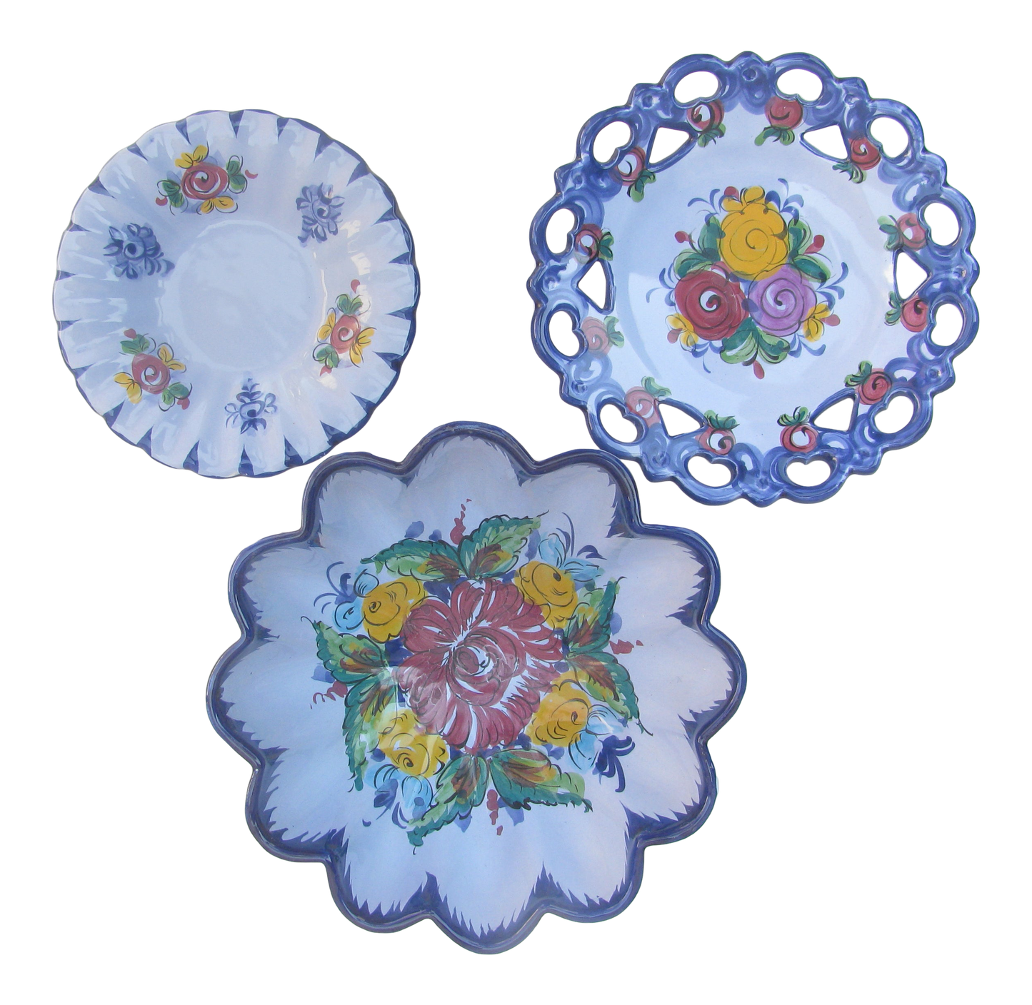 Collection of Vintage Blue Portuguese Terracotta Pottery