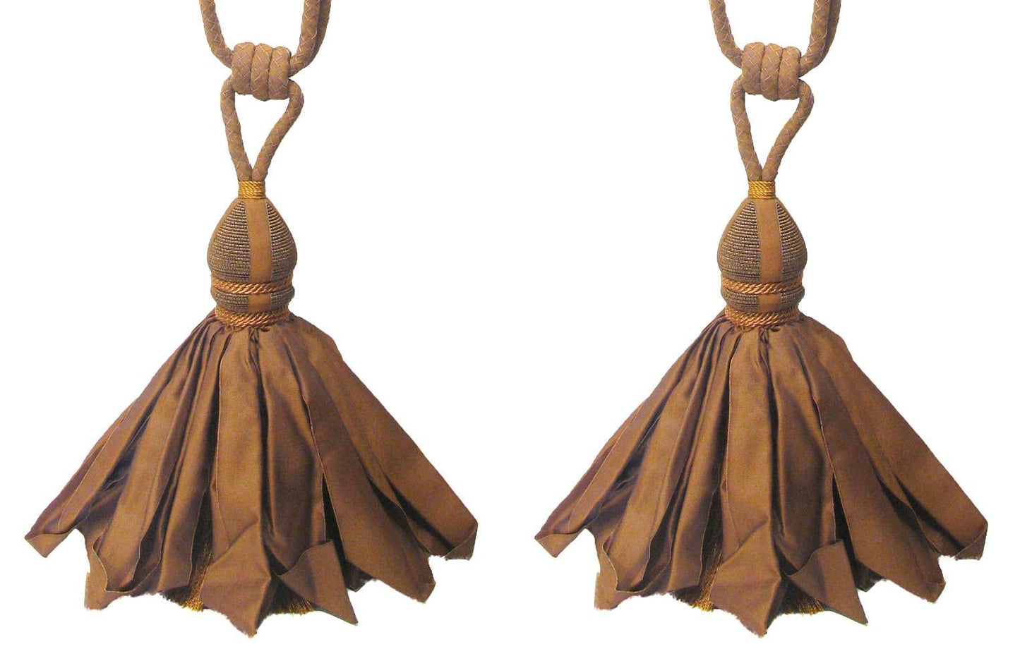 Copper Hued Tiebacks With Ballgown Tassels - a Pair