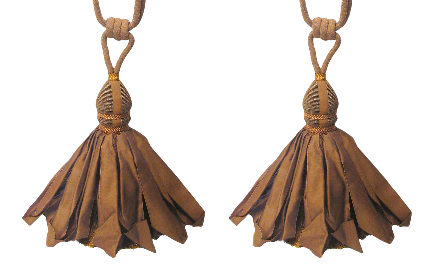 Copper Hued Tiebacks With Ballgown Tassels - a Pair