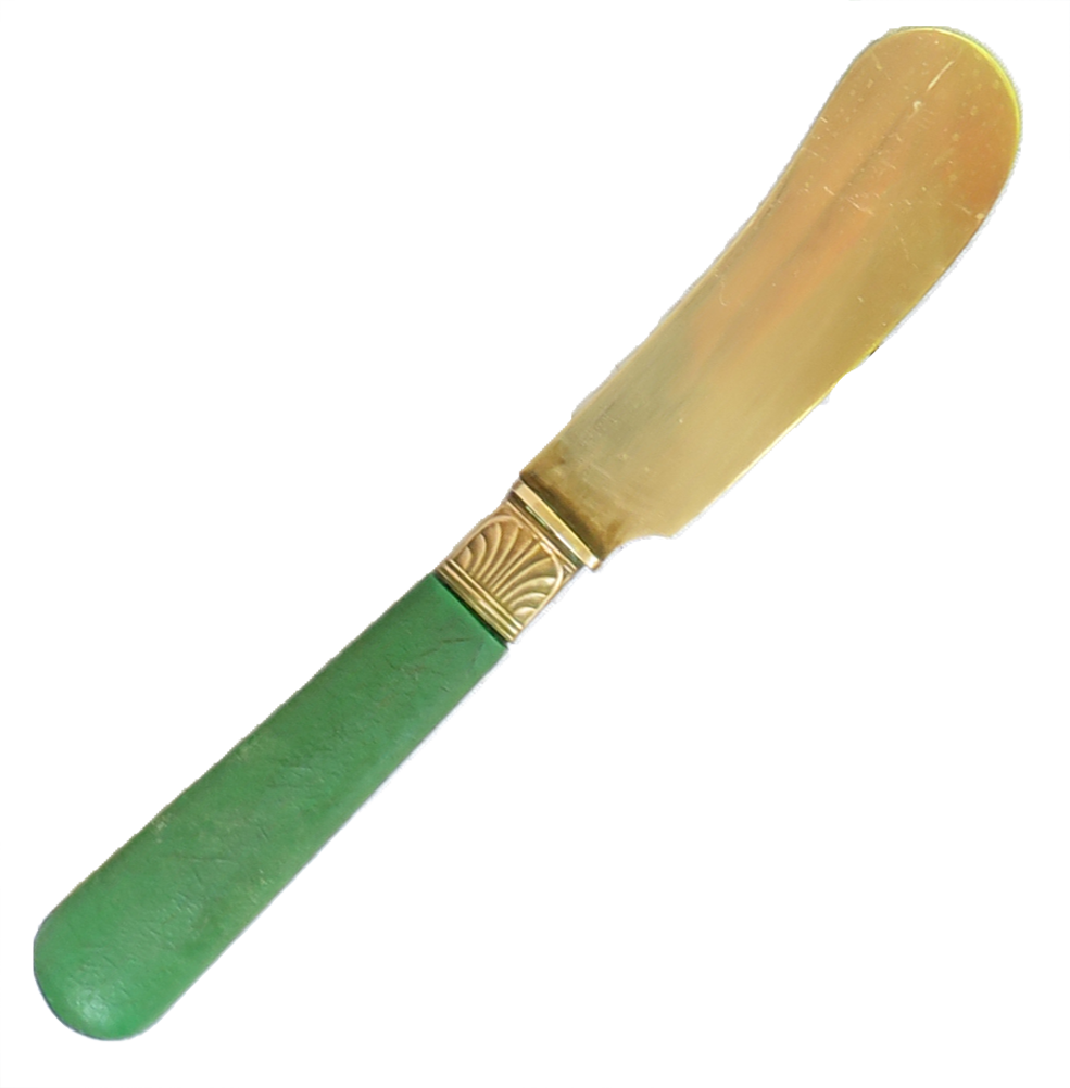 Early 20thC French Guelon Green Celluloid / Bakelite Spreaders
