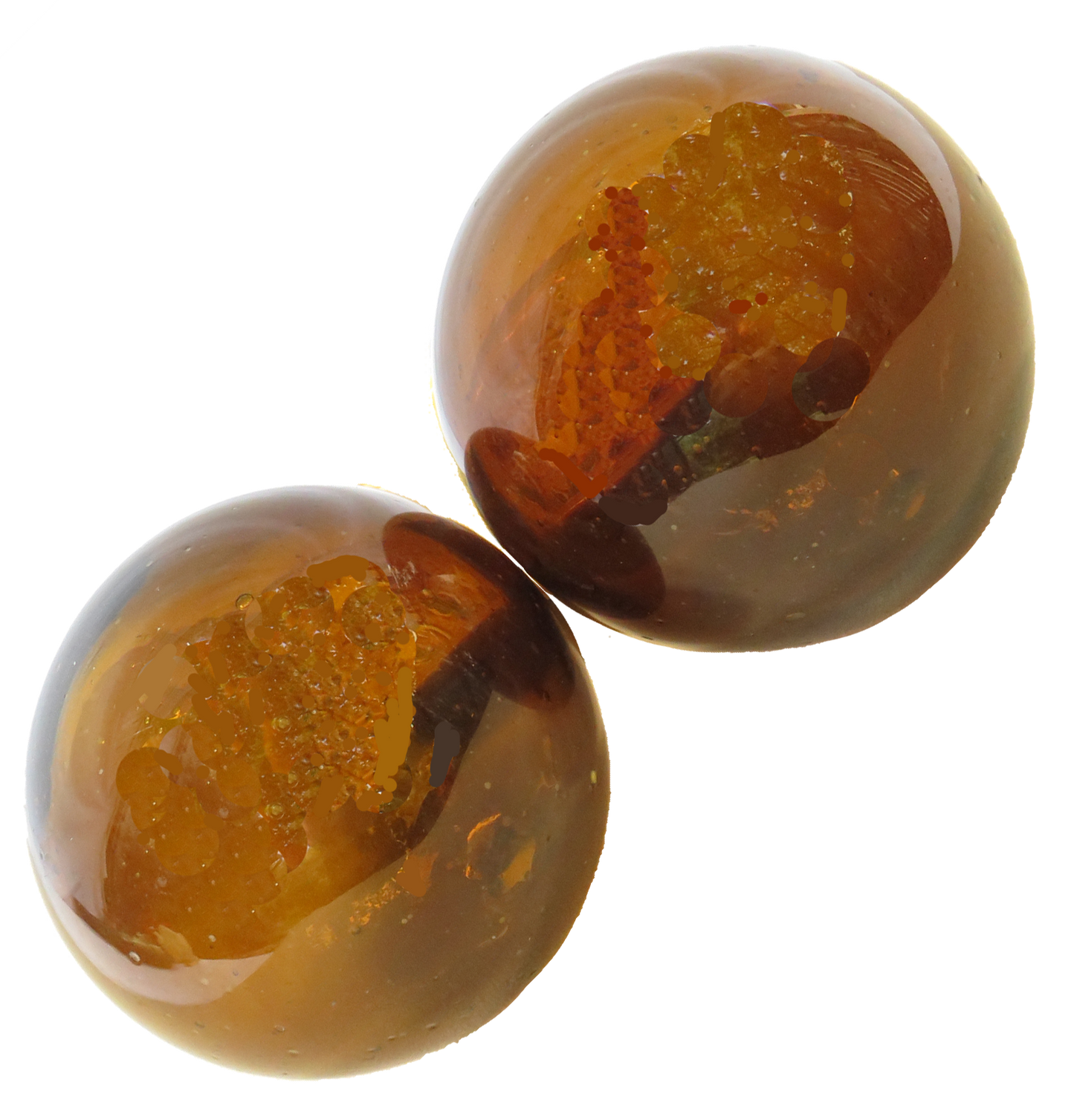 Fall-Hued Sculptural Blown Glass Balls, Pair