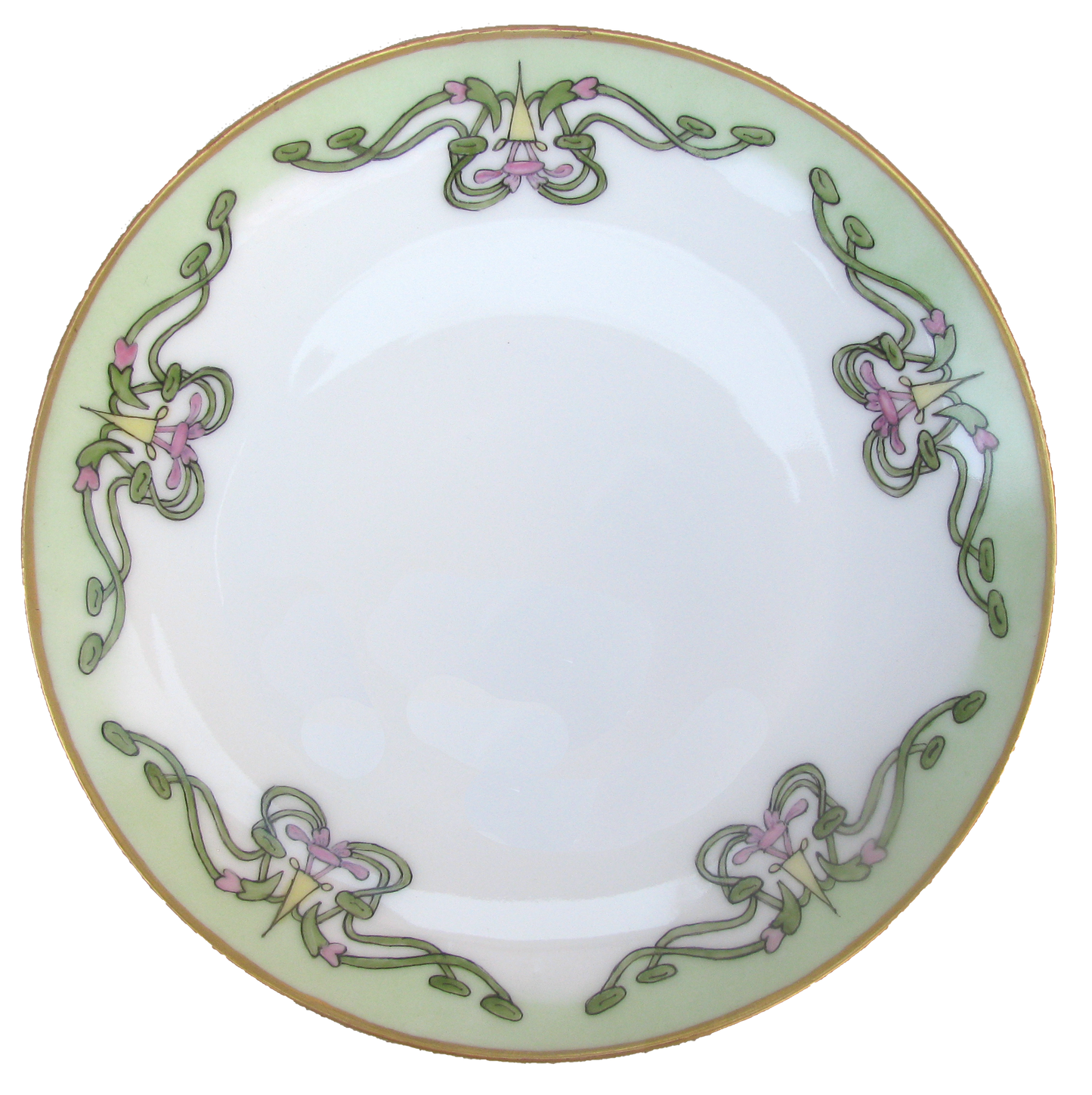 French Art Nouveau Porcelain Salad Plate & Soup Bowl Set , Set of 27