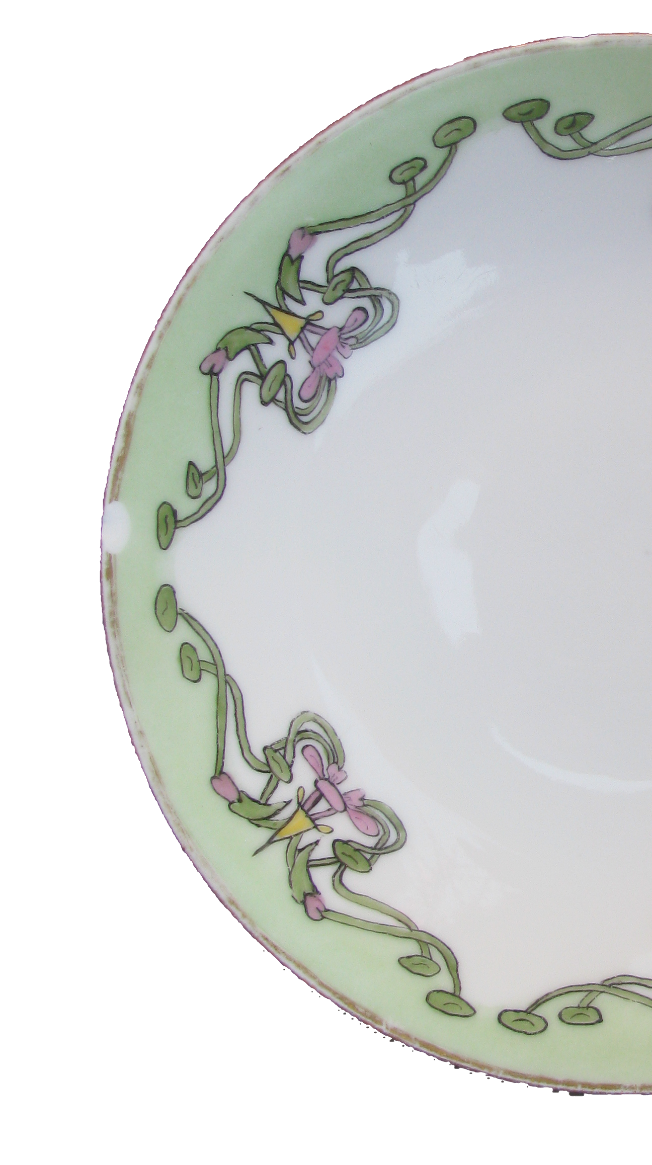 French Art Nouveau Porcelain Salad Plate & Soup Bowl Set , Set of 27