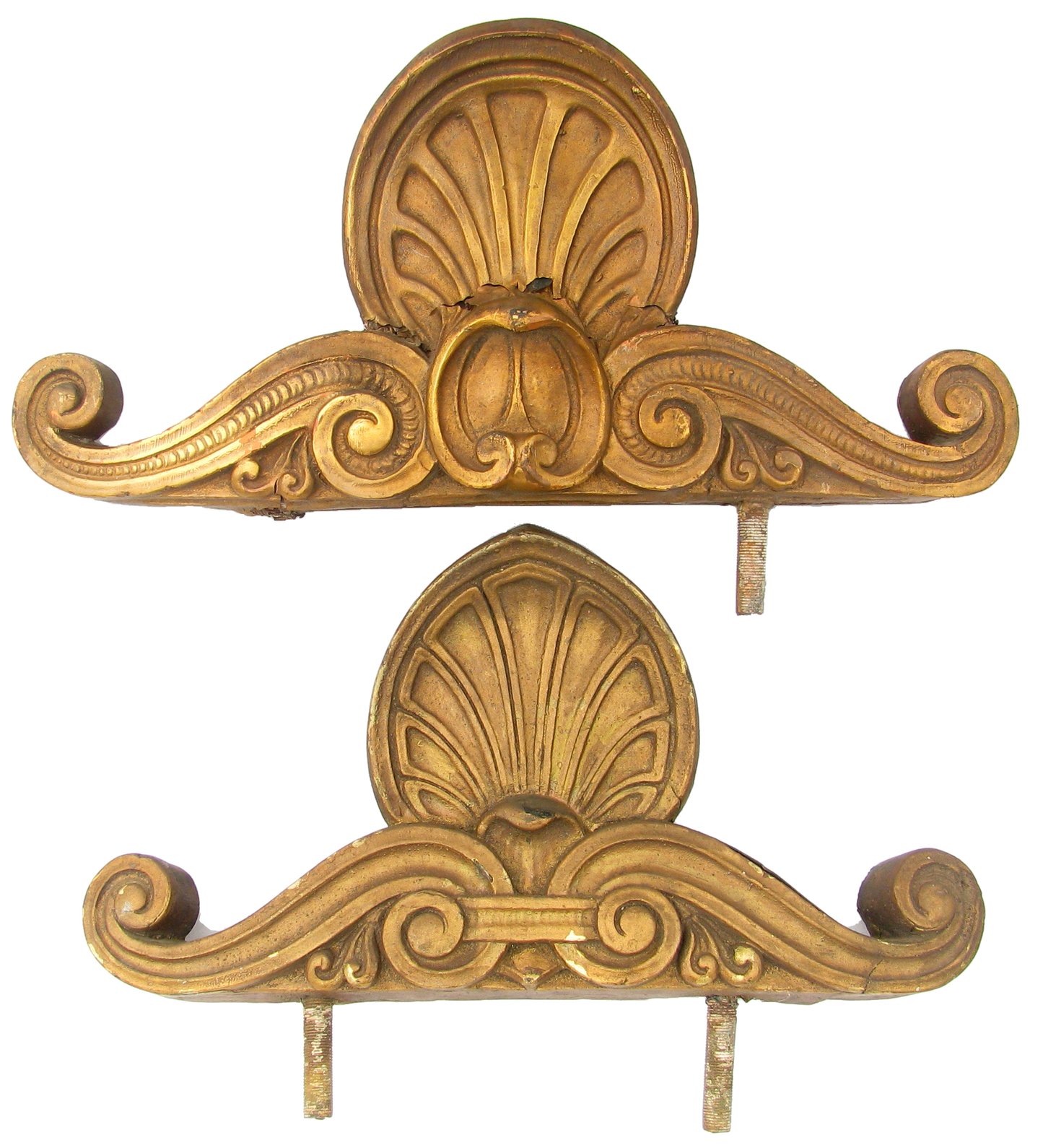 French Gilded Terra Cotta Architectural Elements, Pair