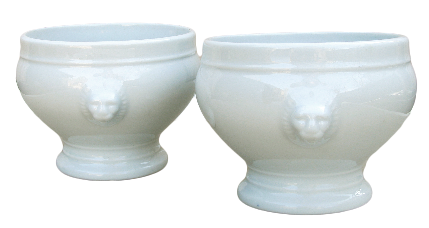 French Lion Head Bowls, Pair