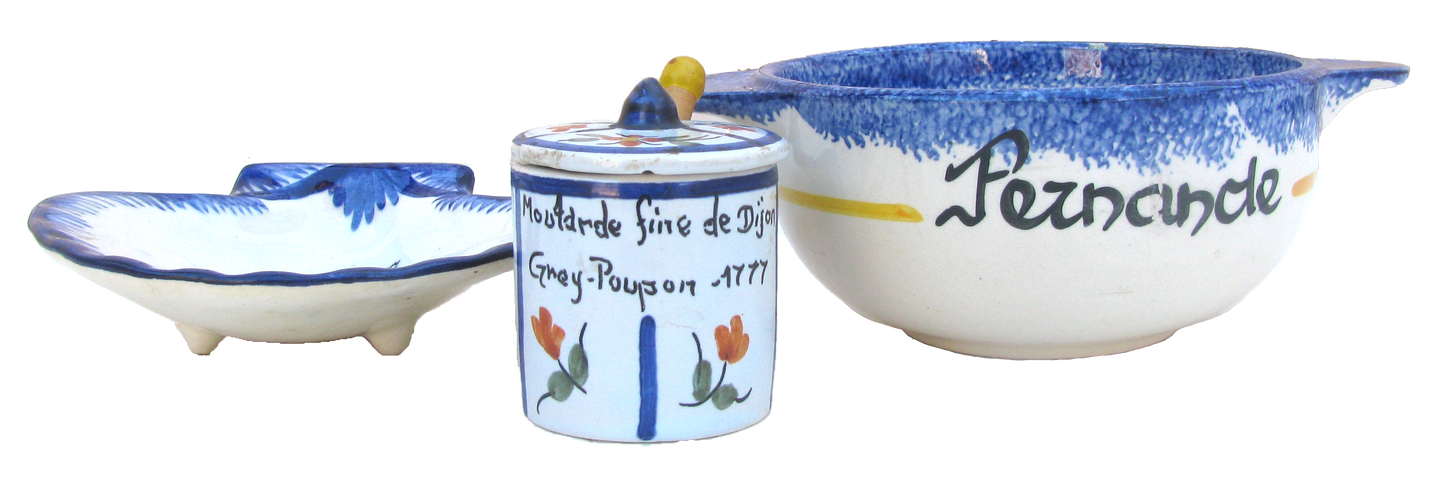 French Quimper Faience Pottery, Set of 3