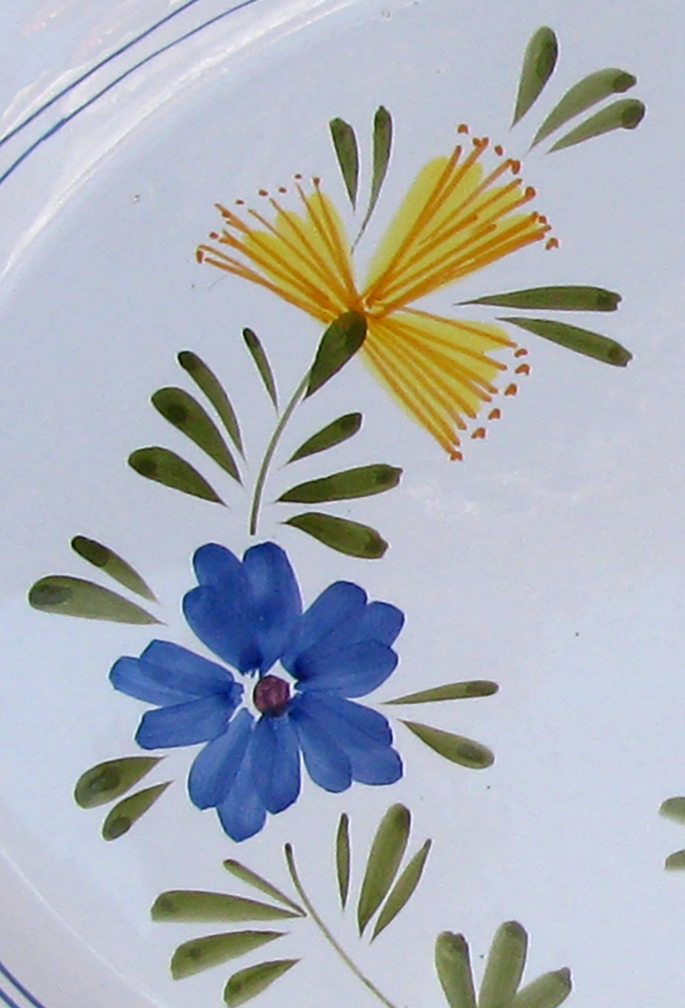 Large Italian Garofano Blue Carnation Style Bargello Faenza Platter