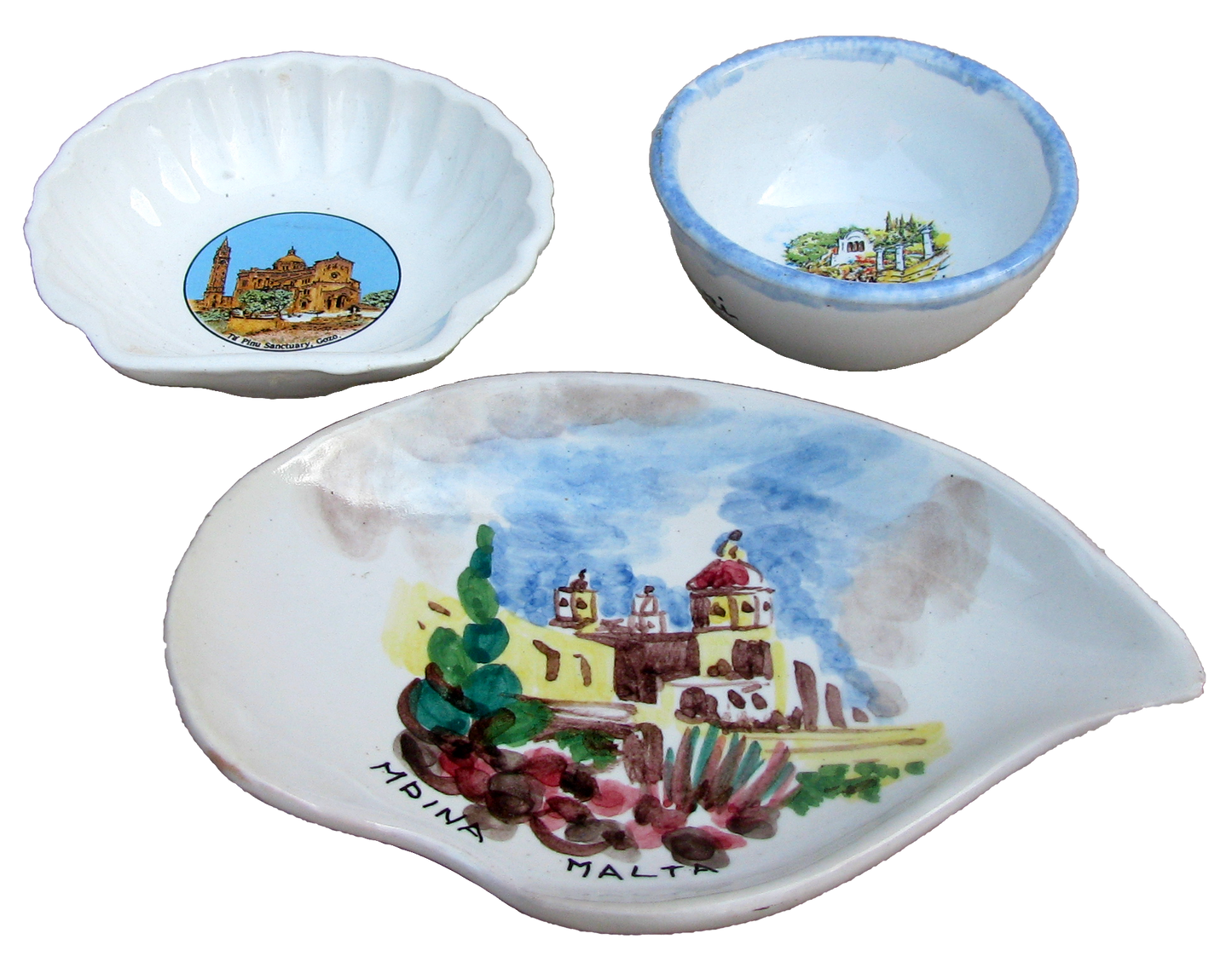 Mediterranean Island Souvenir Dishes, Set of 3