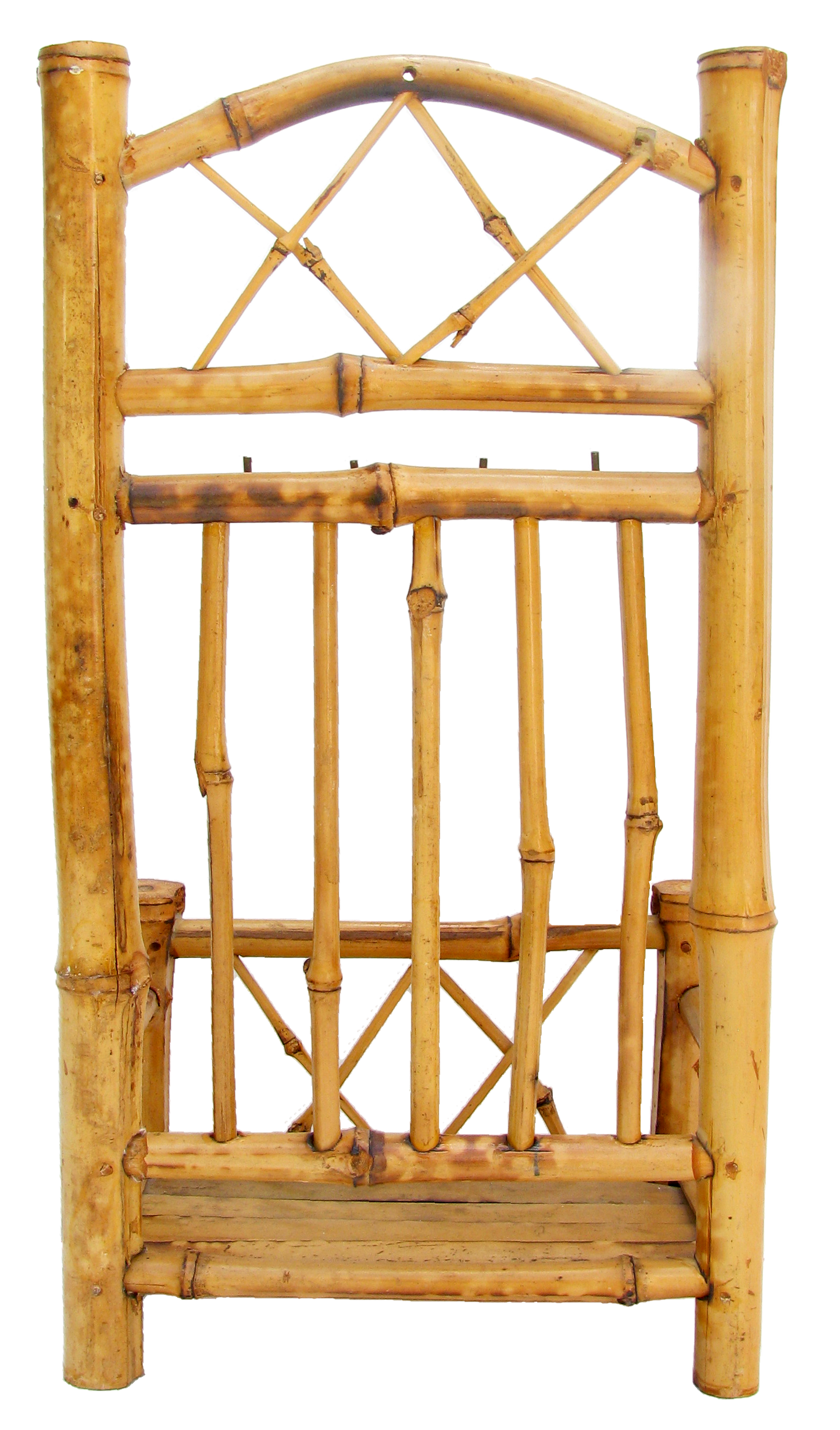 Midcentury Bamboo / Rattan Key Holder & Phone / Mail Organizer