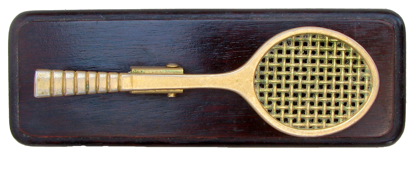 Mid-Century Brass Tennis Racquet Mail Holder / Paperweight