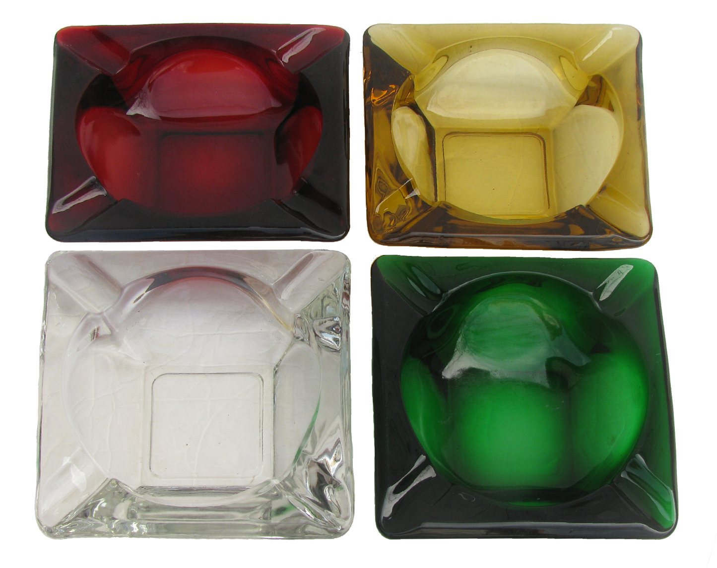 Mid-Century Modern Art Glass Ashtrays, Set of 4
