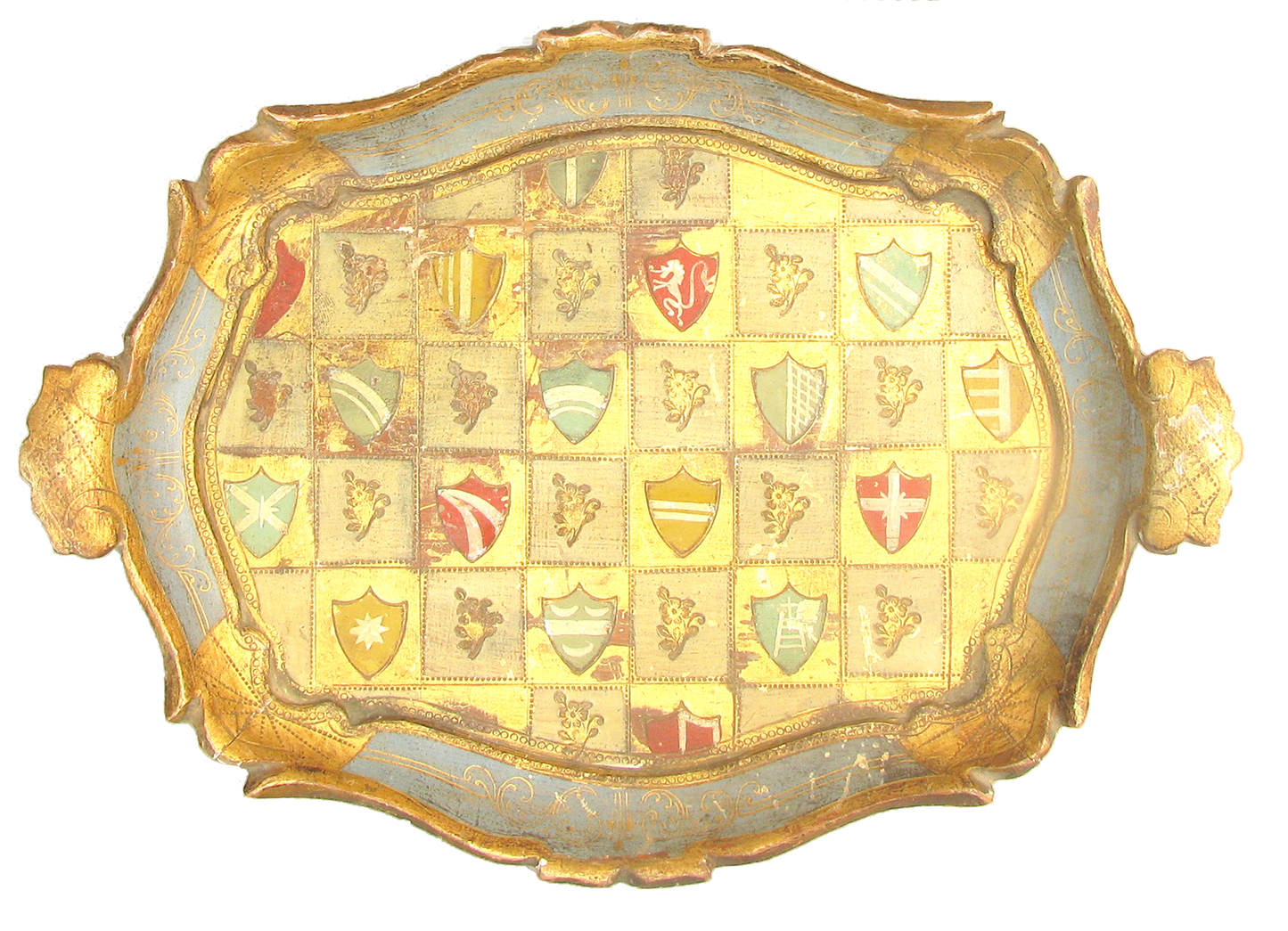Midcentury Italian Florentine Giltwood Tray & Box, Set of 2
