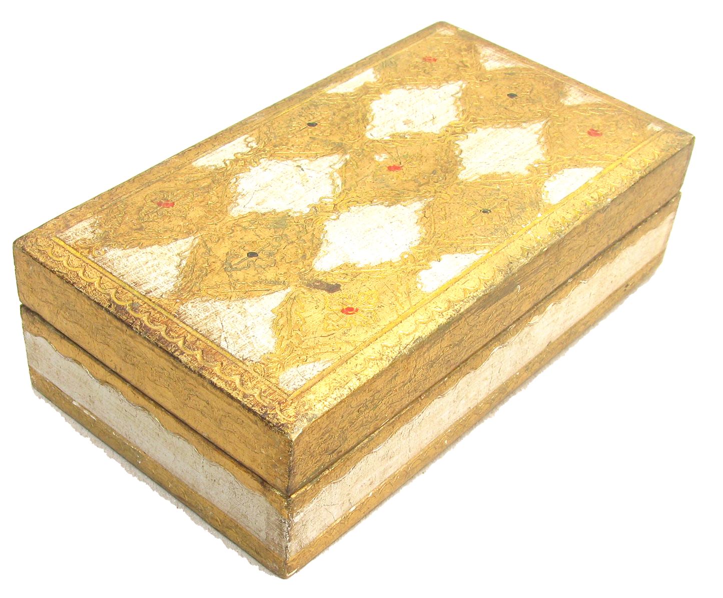 Midcentury Italian Florentine Giltwood Tray & Box, Set of 2