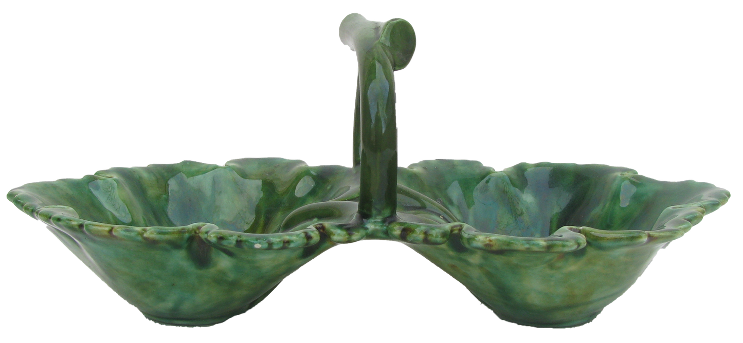 Mottled Green Glaze Majolica Bowl