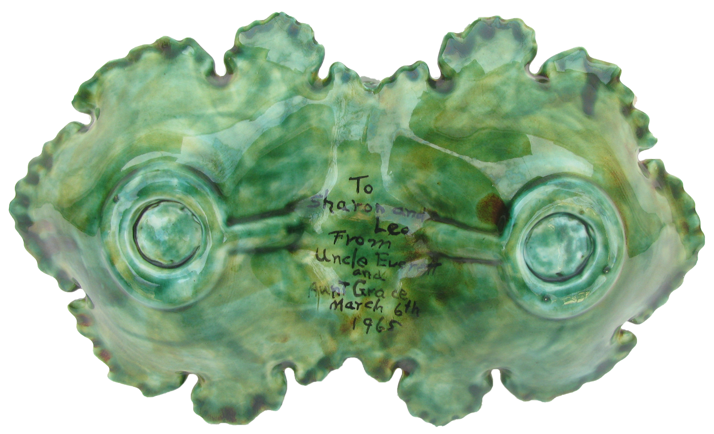 Mottled Green Glaze Majolica Bowl
