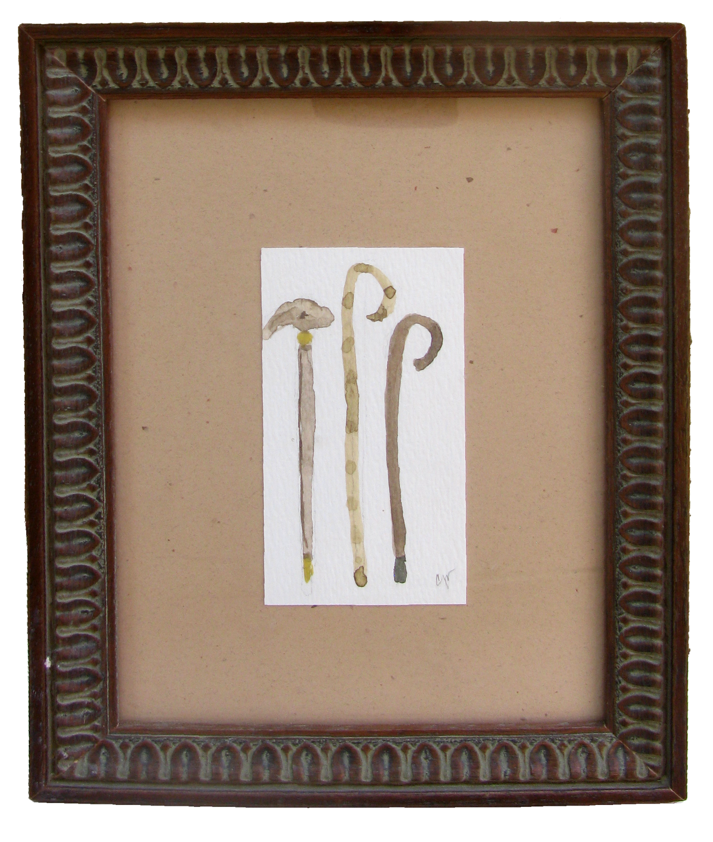 Petite Framed Watercolors, Pair