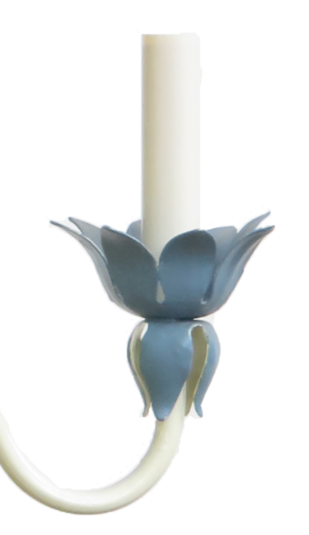 1970s Italian Blue & Pink Floral Tole Chandelier