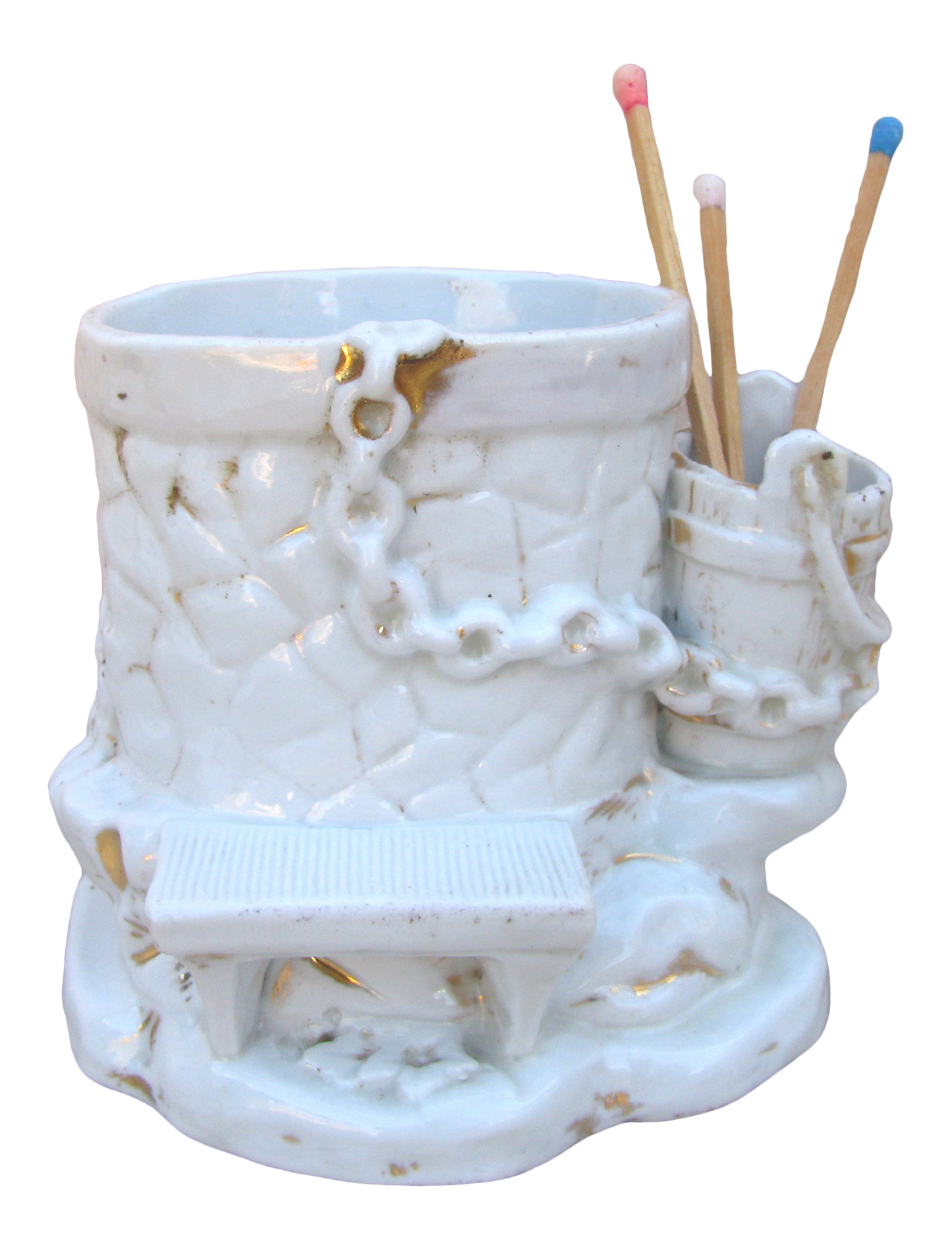 Porcelain Wishing Well Humidor / Match Striker