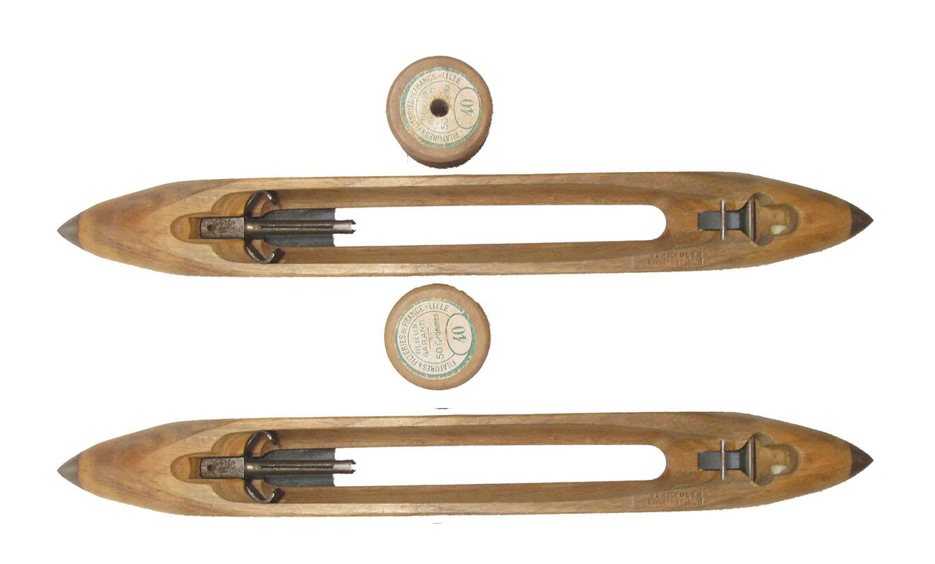Vintage Belgian Weaving Loom Shuttles & Spools, S/4