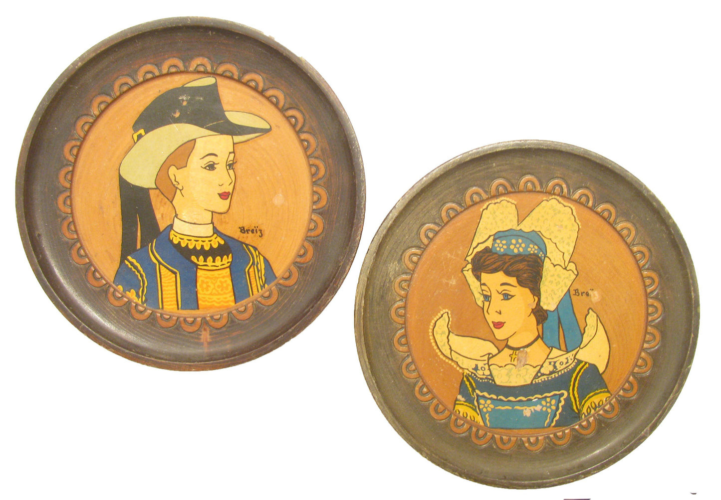 Vintage French Breton Plaques - a Pair
