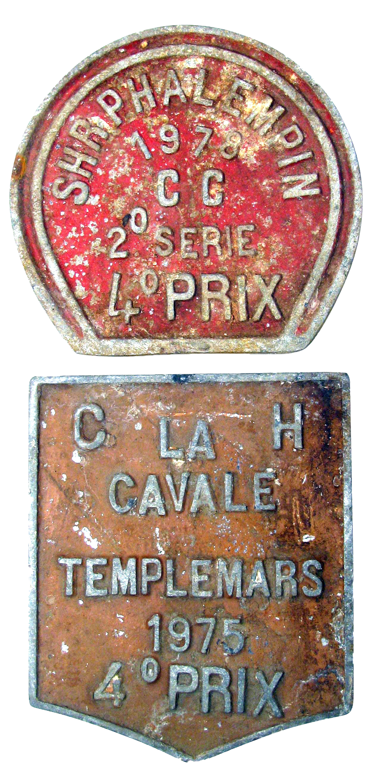 Vintage French Equestrian Trophy Plaques, Pair