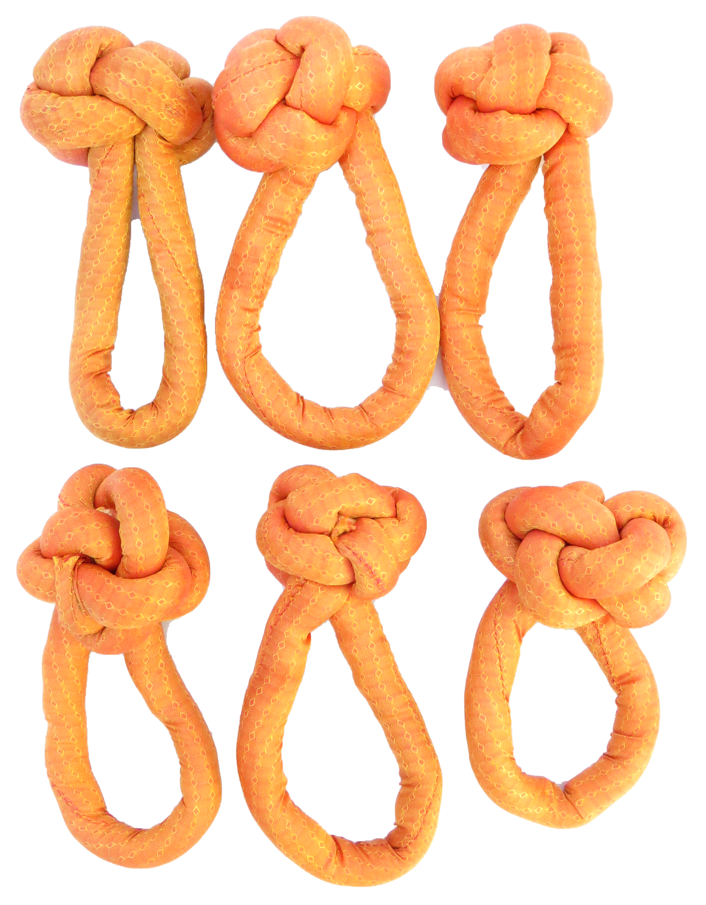 Vintage Melon Orange Fabric Knot Napkin Rings, Set of 6