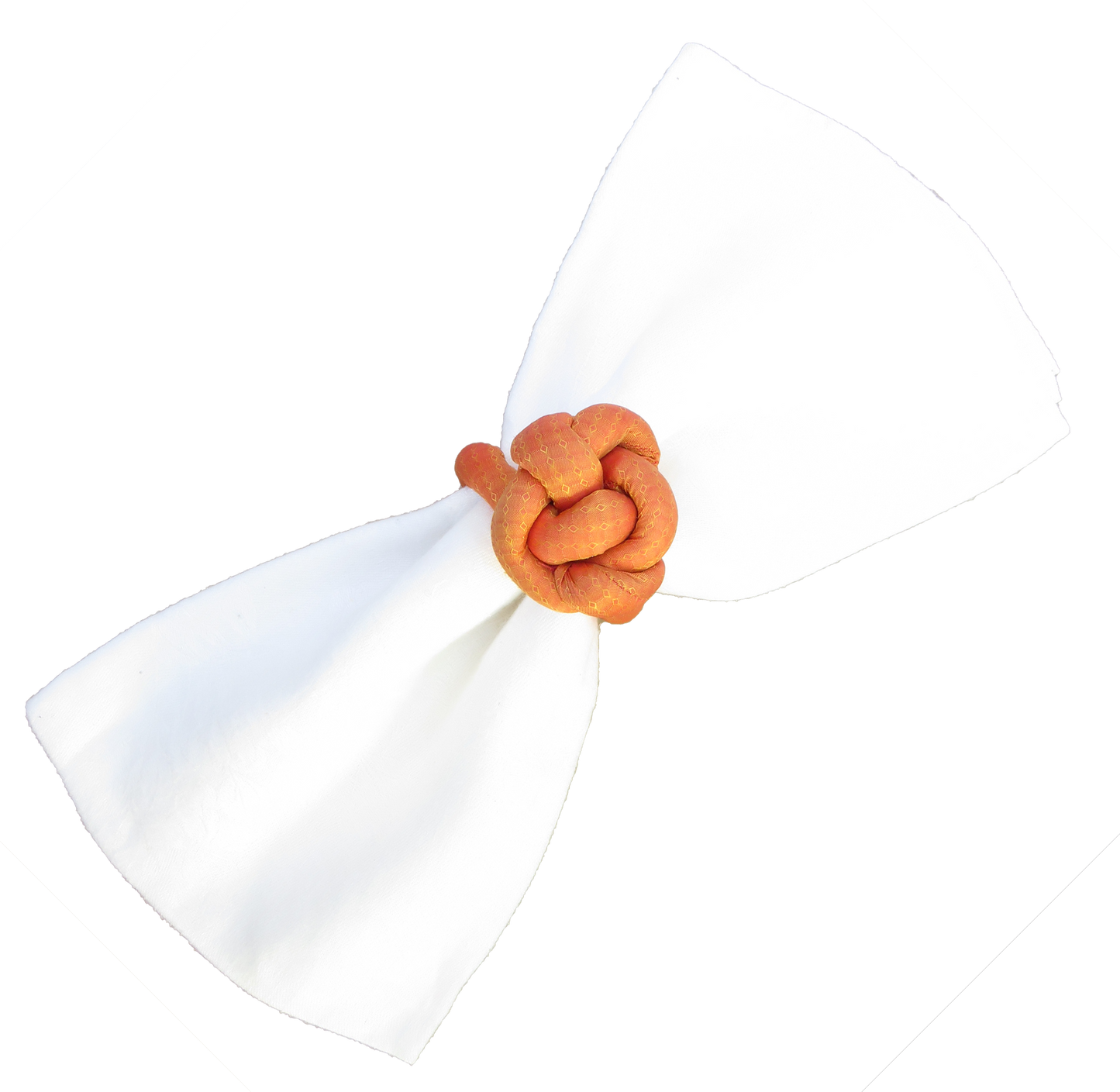 Vintage Melon Orange Fabric Knot Napkin Rings, Set of 6