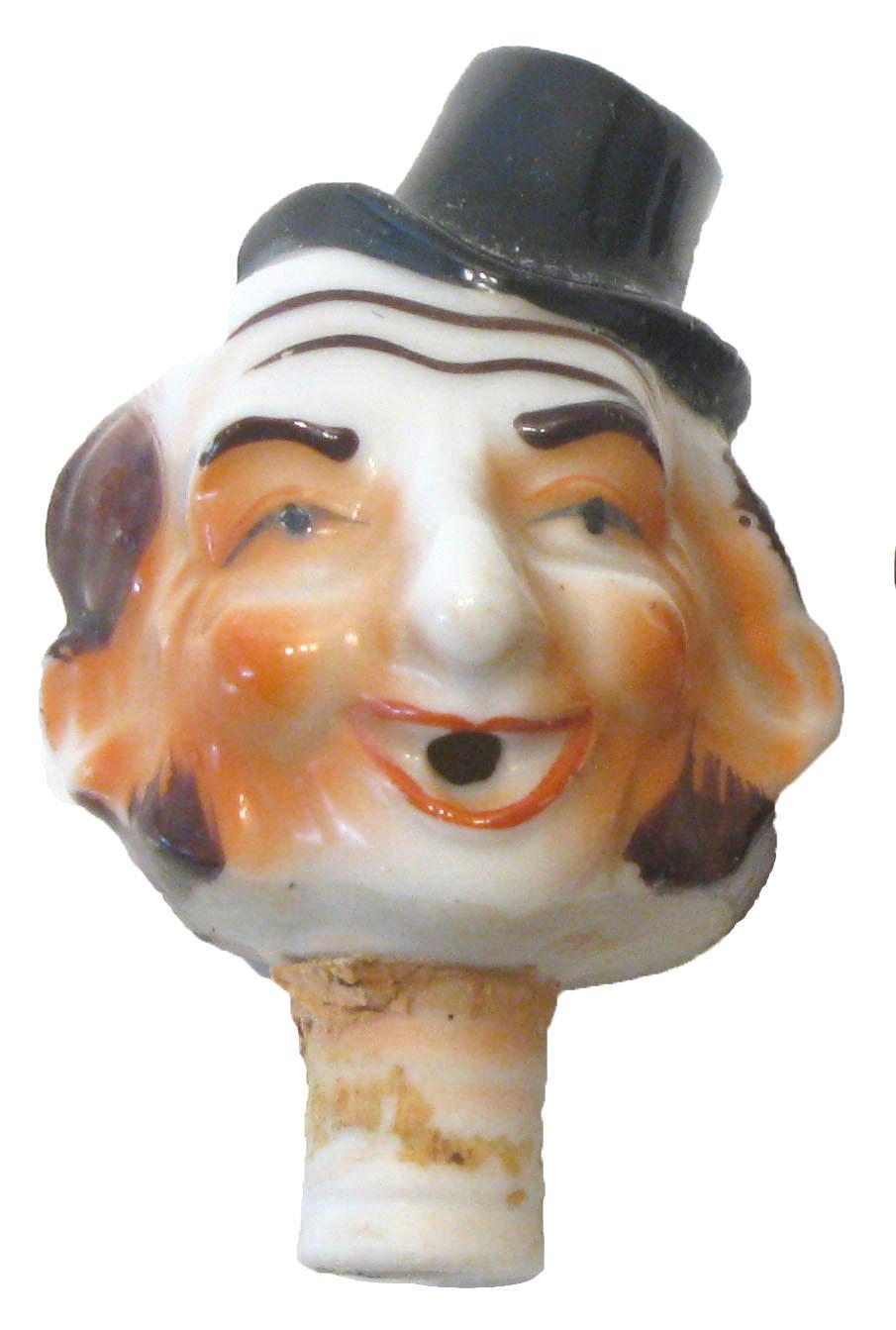 Vintage Porcelain Bottle Stoppers / Pourers, Pair