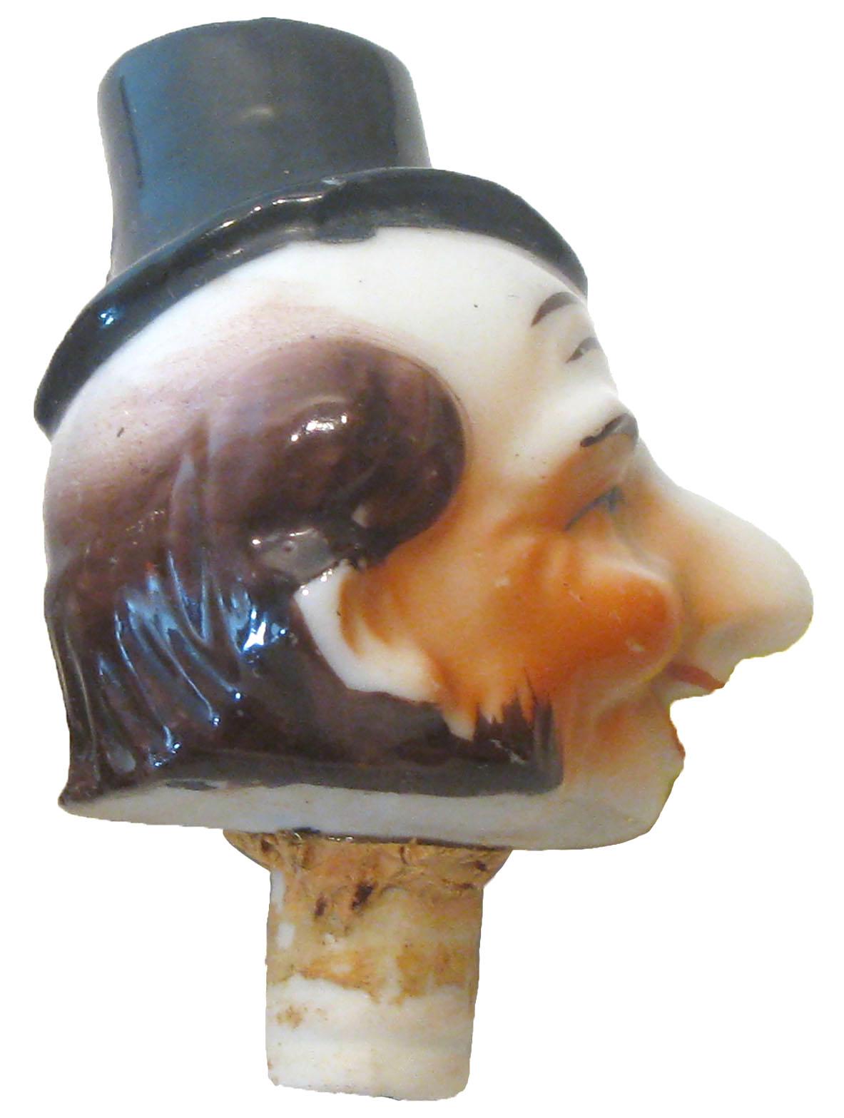Vintage Porcelain Bottle Stoppers / Pourers, Pair