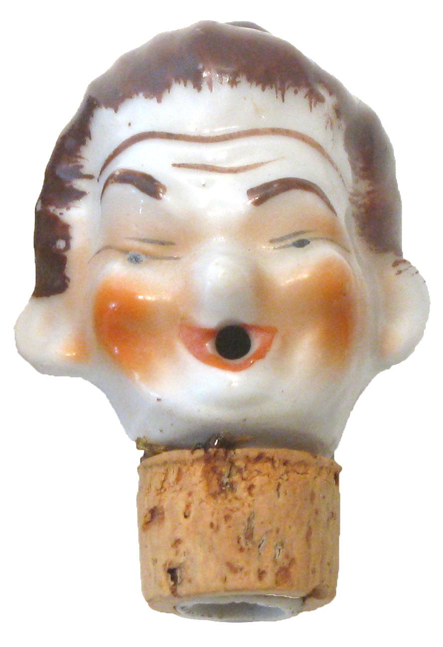 Vintage Porcelain Bottle Stoppers / Pourers, Pair
