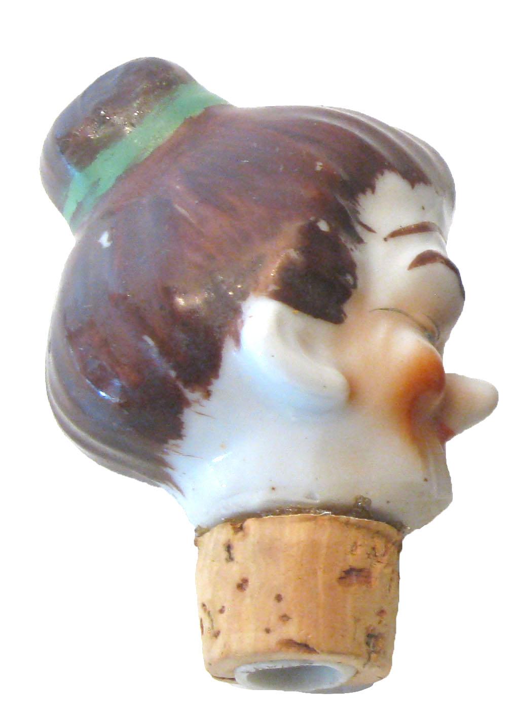 Vintage Porcelain Bottle Stoppers / Pourers, Pair