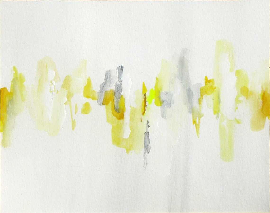 Vintage Yellow & Gray Abstract in Gray Frame