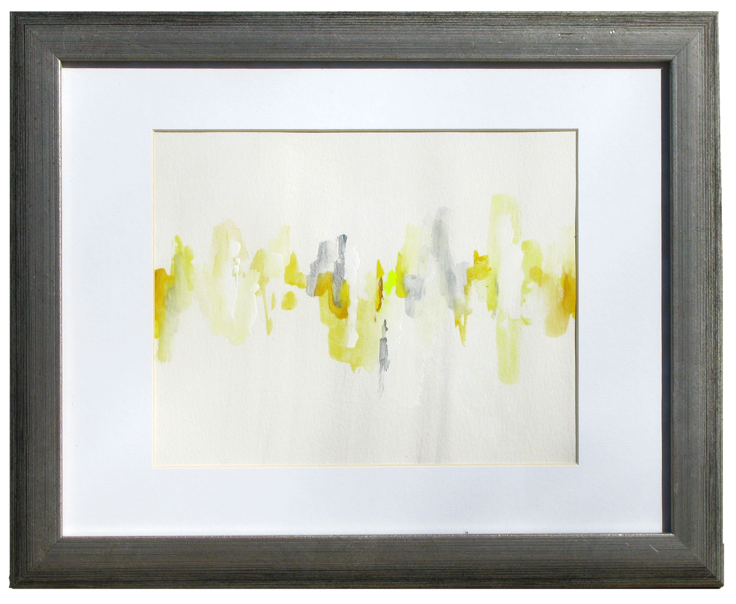 Vintage Yellow & Gray Abstract in Gray Frame
