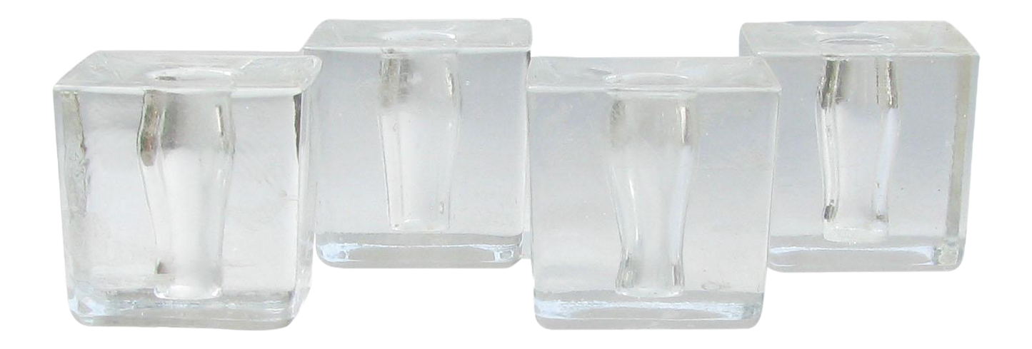 Mid-Century Acrylic Ice Cube Taper Candle Holders, Set of 4