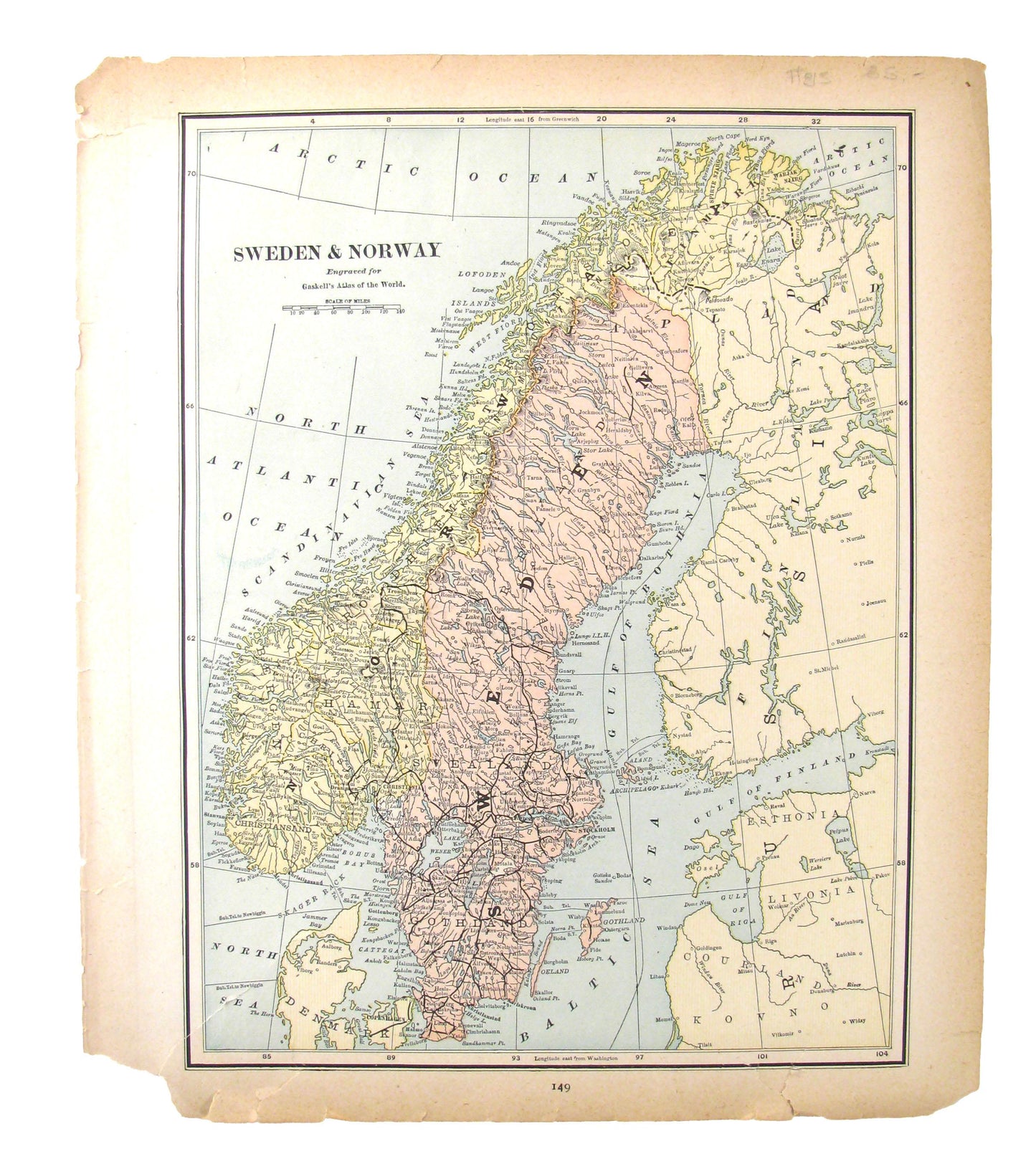 1880's Map of Holland, Belgium,Denmark, Sweden, & Norway