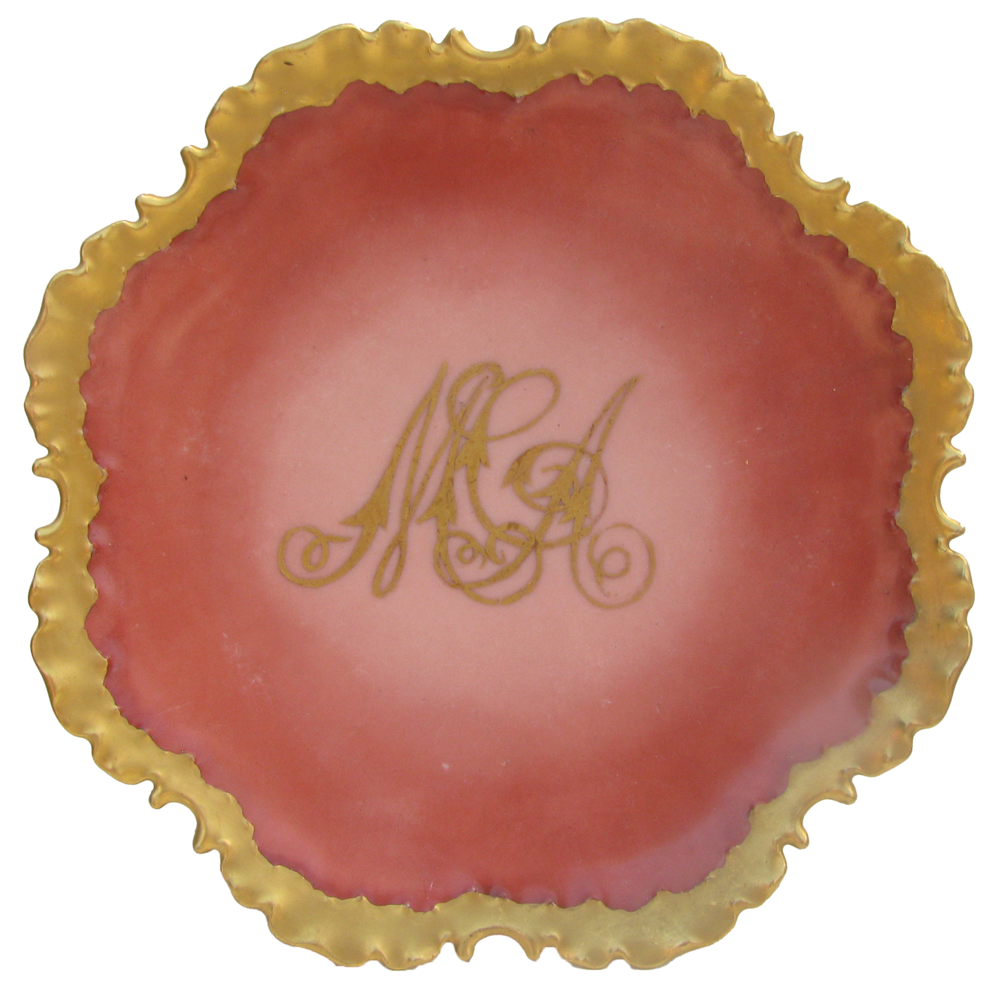 1890s Hand-Painted / Gilt Monogrammed Porcelain Plates, Set of 4