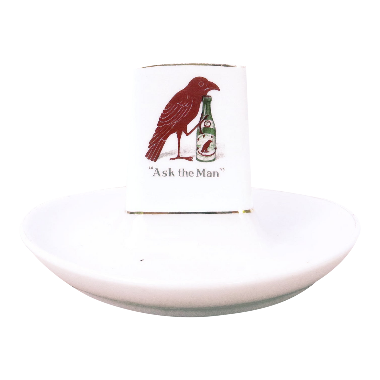 1910s Red Raven Splits Hangover Cure Advertising Matchbox Holder / Ashtray