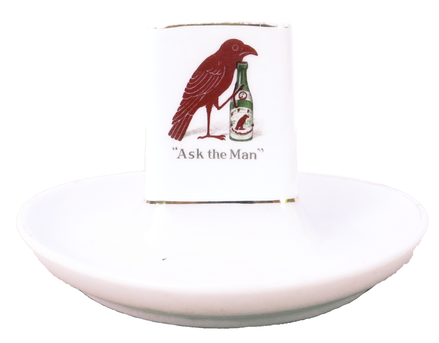 1910s Red Raven Splits Hangover Cure Advertising Matchbox Holder / Ashtray