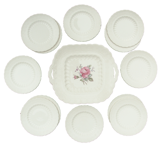 1920s Copeland Spode Jewel Dessert Service, Platter & 12 Plates