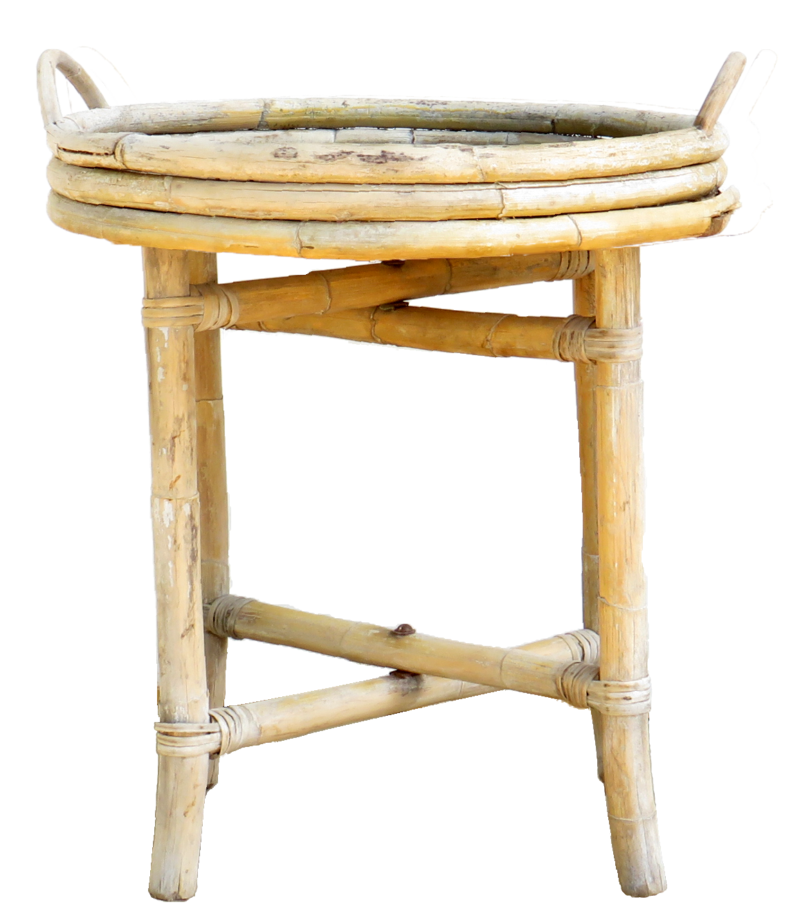 1960s Boho Chic Sunbleached Bamboo Folding Tray Table