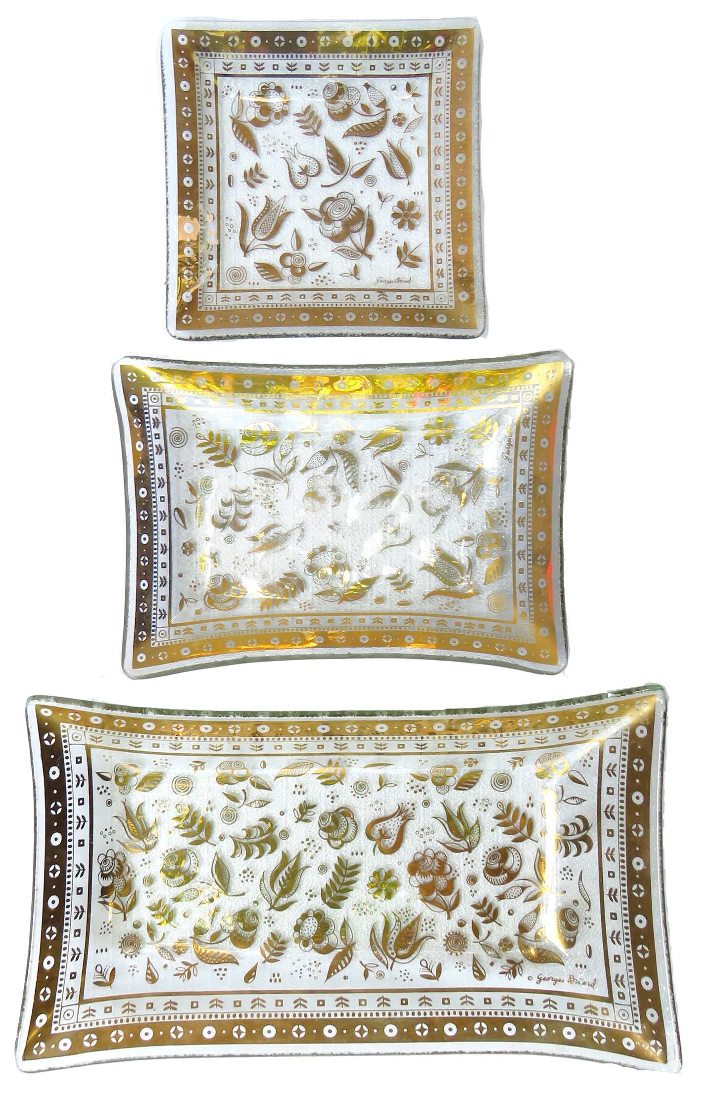 1960s Georges Briad Persian Garden Trays, Set of 3