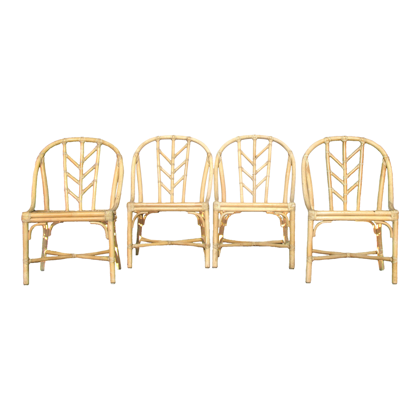 1960s McGuire Sun Bleached Bamboo Chairs, Set of 4