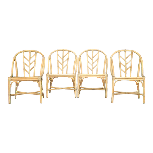 1960s McGuire Sun Bleached Bamboo Chairs, Set of 4