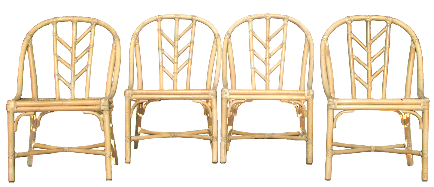 1960s McGuire Sun Bleached Bamboo Chairs, Set of 4